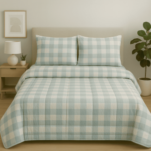 Κουβερλί  διπλό 200x240   checkered fystiki σειρά marbell