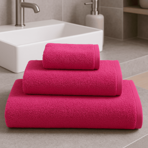 Σετ πετσέτες 3 τεμ. μονόχρωμη φούξια  σειρά Bathroom Textiles